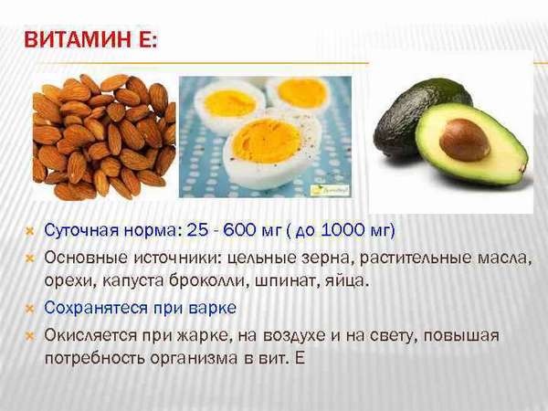Значение витамин Е (токоферол) для организма человека