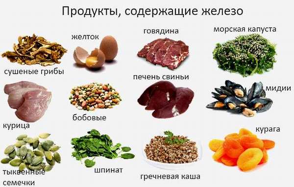 В каких продуктах питания содержится железо, список (таблицы)